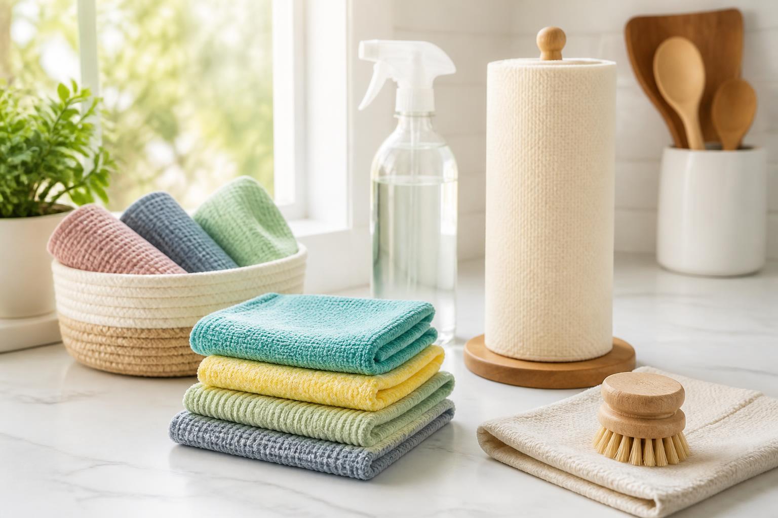 Featured image for article: Best Reusable Cleaning Cloths and Paper Towel Alternatives