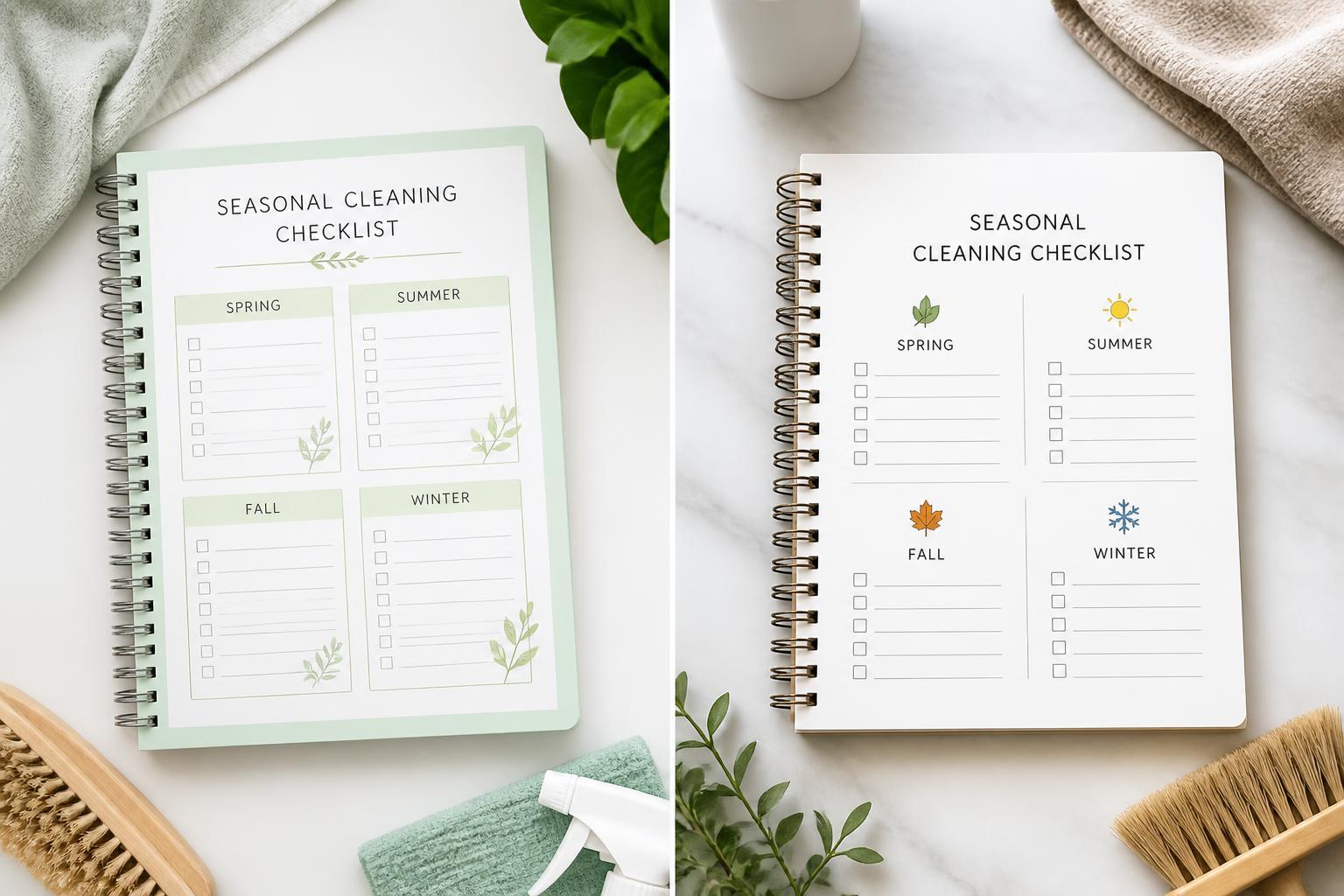 Illustration for: Comparison framework: Seasonal cleaning checklist planners