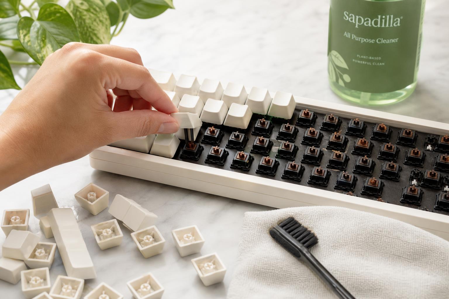 Illustration for: Method 2: Keycap Removal and Deep Cleaning (For Stubborn Residue)
