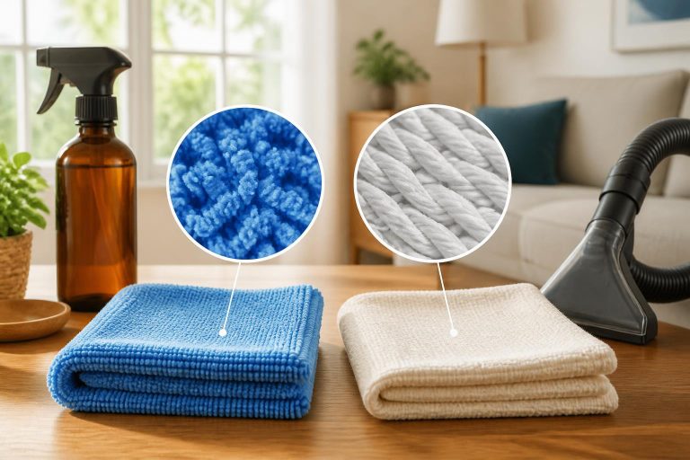 Featured image for article: Microfiber vs Cotton Cleaning Cloths: An Honest Comparison